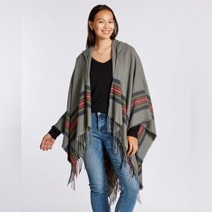 NWT Paperstore Grey Hood Plaid Poncho
